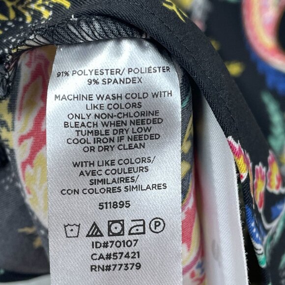 Loft Floral Paisley Long Sleeve A-Line Dress Size 4 Black Multicolor a0494 - Picture 4 of 7
